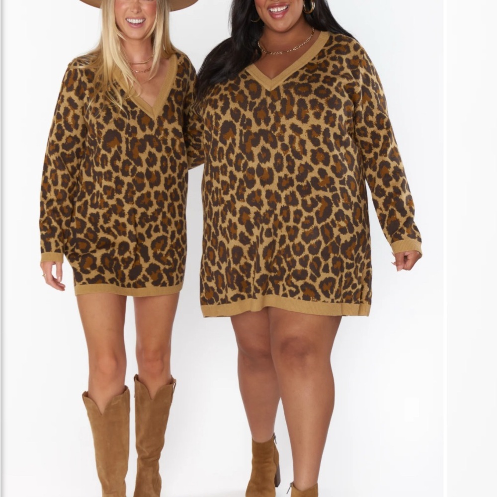 show Me Your MuMu Hartford leopard sweater dress size large NWT